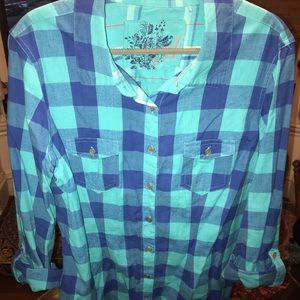 Aqua blue flannel